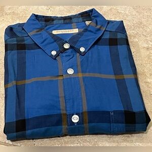 Burberry Brit Men’s Blue Nova Check Plaid Casual Shirt M Medium EUC